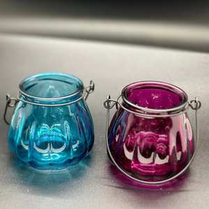 Mini porte-lampe à thé en verre suspendu décoration de maison en verre coloré fait main écologique - Product Image 2