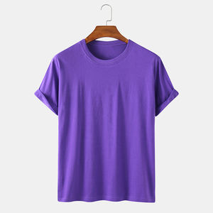 T-shirt à manches courtes uni teint en filature, léger, surdimensionné, décontracté, de haute qualité, respirant, à séchage rapide, avec logo personnalisé pour homme - Product Image 1