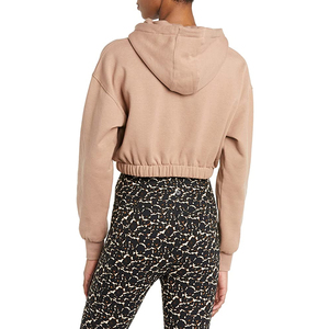 Jersey holgado de alta calidad, sudaderas con capucha recortadas para mujer, venta al por mayor, Sudadera con capucha de lana de algodón pesado de gran tamaño, ropa de calle para mujer - Product Image 3