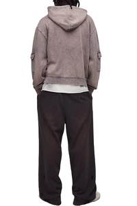 Sweat-shirts à capuche surdimensionnés à la mode, à fermeture éclair, en coton mélangé respirant, lavés à l'acide, pour hommes, pour l'hiver - Product Image 2