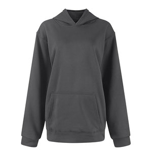 Sudadera con capucha sólida con cordón y hombros caídos para mujer, jersey de lana gris, sudaderas con capucha térmicas sin cordón para mujer - Product Image 1