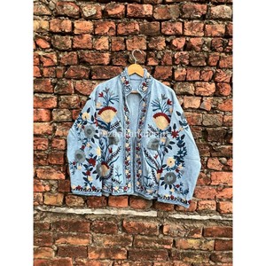 Chaqueta de algodón 100%, chaqueta con bordado Floral Suzani de tela TNT con forro interior de algodón, chaqueta de fiesta para mujer, estilo Hippies - Product Image 1