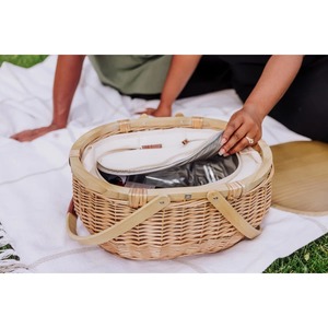 Rattan picnic <b>basket</b> with wooden lid Handmade <b>Storage</b> <b>Basket</b> Wholesale eco-friendly Made in Viet Nam - Product Image 5