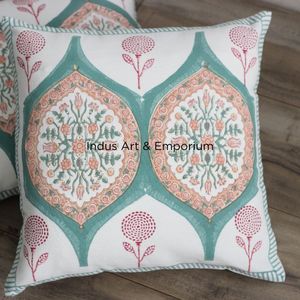 <b>Indian</b> Wholesale Hand Block Printed Cotton <b>Cushion</b> Cover Hand Made Decorative Pillow Cover - Product Image 3