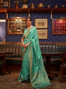 Latest Designer Pure <b>Satin</b> Weaving Silk Fancy <b>Saree</b> - Product Image 4