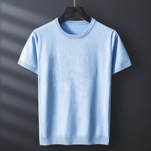 Pull-over en tricot à manches courtes pour hommes Slim Fit T-shirt classique Pullover Tops T-shirts en coton pour hommes Oversize Casual MS-TS-229 - Product Image 6