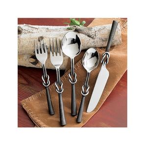 Juego de cubiertos de acero inoxidable pulido con mango de nudo, vajilla moderna y elegante de color negro para uso diario, 5 unidades, gran oferta - Product Image 1