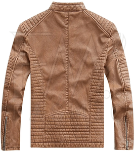 Veste en cuir tendance coupe ajustée pour l'hiver avec motif personnalisé, design oversize, fermeture éclair, doublure en fibre de bambou, coupe-vent - Product Image 4