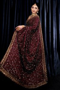 Dernier modèle de sari en soie georgette avec travail de zari et de sequins pour les fêtes et festivals des femmes par FABZONE Haute qualité - Product Image 4