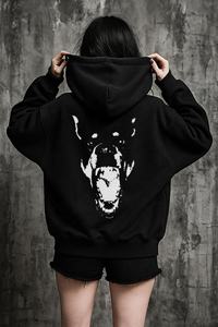 Sweat-shirts unisexes surdimensionnés à fermeture éclair personnalisée, lavage à l'acide, streetwear en gros, broderie usée, coton - Product Image 3