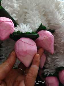 Sola madera Lotus brotes tela jazmín guirnalda hoja verde colgante de pared Natural Floral boda decoración del hogar - Product Image 6