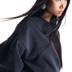 Coupe ample côtelé col rond 80% coton 20% polyester polaire côtelé poignets et ourlet femmes sweat - Product Image 5