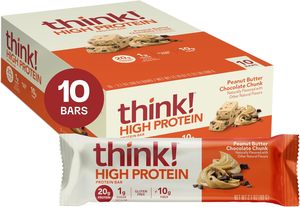 think! Protein <b>Bars</b>, High Protein Snacks, Gluten Free, High Fiber, Peanut Butter Chocolate Chunk, 10 Count - Product Image 6