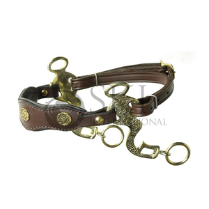 Personnalisable Original Cuir Noir Marron Fleur Hackamore Bitless Cheval Bit Laiton Fantaisie Shanks Hackamore Produit Équestre - Product Image 4