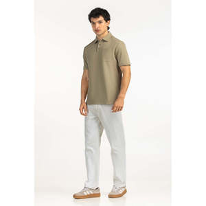 Camiseta de Punto Sólido de Corte Regular para Hombre, Cuello Bordado, 100% Poliéster, Antiarrugas, 180g, Manga Corta, Cómoda, Informal, para Golf - Product Image 3