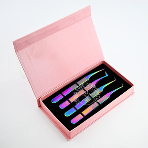New Arrival Diamond Grip Eyelash Extension Tweezers Fiber Tip Straight Isolation Non Slip 45 Degree Fine Boot Lash <b>Tool</b> - Product Image 1