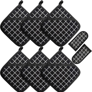 Manoplas de horno de sublimación de lino de 8 pulgadas con logotipo personalizado, soportes para ollas de cocina resistentes al calor para cocinar y hornear - Product Image 4