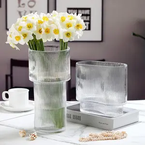 2023 Новая оптовая продажа в скандинавском стиле Хрустальный Цилиндр прозрачное стекло ваза современная стеклянная ваза для цветов для домашнего декора