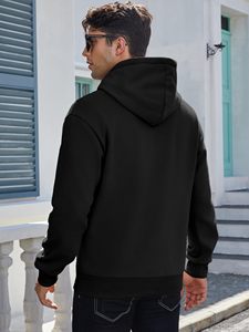 Sweat-shirt à capuche zippé pour homme, coupe classique, en polaire, avec col à capuche et poches kangourou, uni, en polyester et coton, pour l'automne et l'hiver - Product Image 4