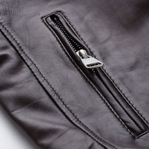 Chaqueta de cuero para hombre de peso pesado para exteriores 2025, chaqueta de cuero motorista impermeable con cremallera para hombre, servicio OEM personalizado disponible - Product Image 5