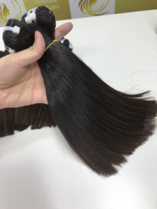 Trame de cheveux vietnamiens super doublement étirée de couleur foncée provenant d'un seul donneur, extensions de cheveux humains à fermeture droite et bande profonde - Product Image 3