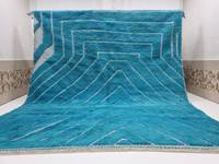 Magnifique tapis marocain Ben Ourain Shaggy tapis sur mesure tapis en laine Unique Turquoise rayé zone tufté tapis berbère pour la maison