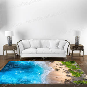 Alfombra Estampada - Moderna con Diseño de Paisaje Marino, para Cuarto de Niños, Pasillo o Entrada, Alfombra de Chenilla - Product Image 1