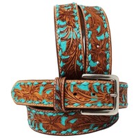 Ceinture formelle western en cuir de vachette de qualité supérieure pour homme, motif géométrique fait main, boucle en acier inoxydable durable, personnalisée