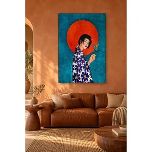 Fida Girl avec un colibri devant le soleil rouge, impression sur toile - Product Image 2