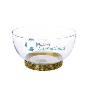 Base texturizada de mosaico dorado con cuenco de vidrio Hermoso cuenco de aperitivos y dulces de metal antiguo de latón Decoración de mesa clásica - Product Image 1