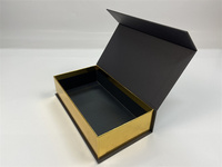 Boîte-cadeau en papier rigide en or noir de luxe écologique avec impression de logo personnalisé avec estampage par feuille pour ensemble de cosmétiques scintillants