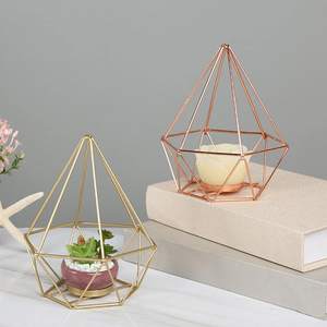 Wholesale Decorative <b>Glass</b> <b>Candle</b> <b>Holder</b> with Metal Base for Romantic Wedding Party Table Centerpiece Home Decor - Product Image 3