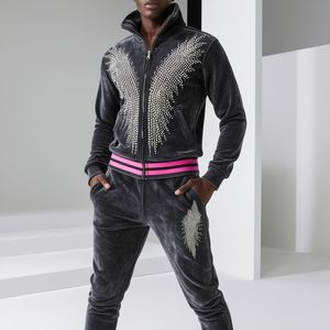 Survêtement élégant pour homme avec strass, vente chaude, respirant, confortable, de haute qualité, manches longues, entièrement personnalisé avec des strass - Product Image 6