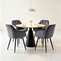 Chaise de salle à manger moderne en velours capitonnée avec pieds en métal, design mid-century, mobilier pour la maison