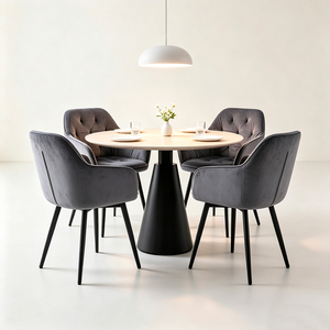 Chaise de salle à manger moderne en velours capitonnée avec pieds en métal, design mid-century, mobilier pour la maison - Product Image 6