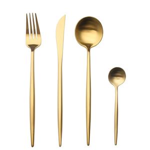 Cubiertos de acero inoxidable con revestimiento de oro mate hechos a mano de lujo de alta calidad, cubiertos, tenedor, cuchara, vajilla para hoteles, hogares, bodas - Product Image 2