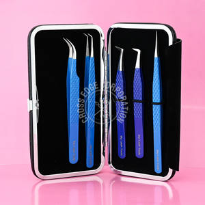 Pinzas para pestañas con punta de fibra de calidad superior, pinzas para pestañas con ángulo de 45 90 grados, herramienta de aislamiento de pestañas, pinzas para pestañas rectas, ligeras - Product Image 1