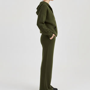 OEM/ODM Survêtement décontracté 100% coton à fermeture éclair pour femmes, logo brodé personnalisé, survêtement lourd - Product Image 3