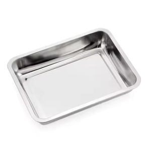 Bandeja de acero elegante contemporánea con pulido de espejo para servir cócteles - Product Image 1