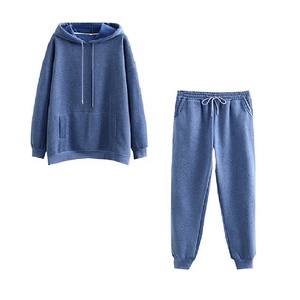 ชุดวอร์มผ้าคอตตอนแบบสวมหัวสำหรับวิ่งชุดวอร์มผ้าฟลีซสำหรับผู้หญิงเสื้อฮู้ดแบบสวมหัวสไตล์ฮิปฮอปชุดกางเกงขนาดใหญ่พิเศษออกแบบได้ตามต้องการ - Product Image 2