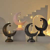 Lanterne suspendue en fer doré artisanale pour l'Aïd Moubarak, décoration de table pour la fête du Ramadan, ornements lumineux LED
