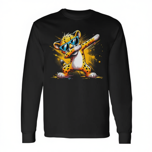 Camiseta de manga larga colorida con estampado de guepardo y gafas de sol - Product Image 2