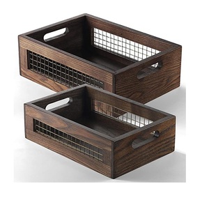 Plateau de table magnifique organisateur meilleure vente de seau en osier et bois de manguier poli au noyer meilleure vente - Product Image 6