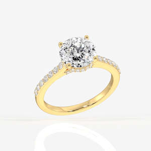 Anillo de Diamante Moissanite con Corte Portugués y Halo Oculto, Elegante, en Plata de Ley - Product Image 3