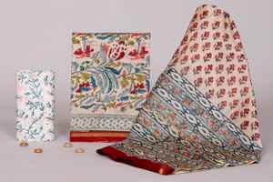 Hecho a medida en bonito diseño floral chanderi bloque de seda impreso material de vestido para niñas y vestidos de mujer y para reventa. - Product Image 2