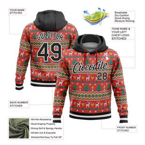 Sweat à capuche de hockey sur glace personnalisé en molleton mélangé de coton, de haute qualité, tendance, avec logo brodé par sublimation - Product Image 2