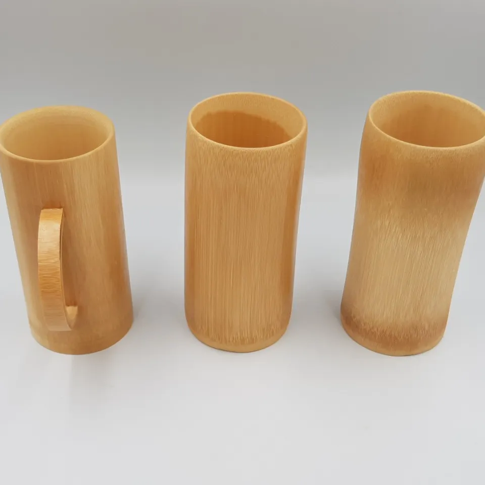 Großhandel 100% Öko-Material Bambus Hochwertige benutzer definierte Getränke tasse mit Griffen aus Vietnam Graviertes Logo Benutzer definierte Größe