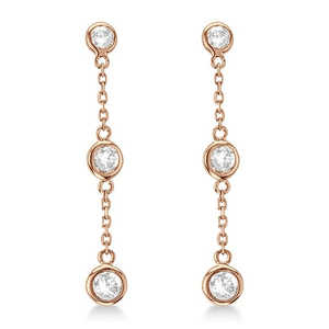 Boucles d'oreilles pendantes en or rose 14 carats serties de diamants 0,25 ct - Product Image 2