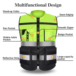 Hi Vis, ropa de trabajo de invierno, chaleco de seguridad reflectante, ropa de trabajo para hombre, chaleco de trabajo con múltiples bolsillos, chalecos de seguridad para motocicleta - Product Image 3