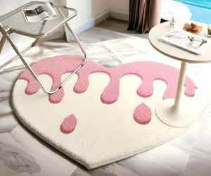 Alfombra de lana con mechones a mano en forma de corazón de alta calidad, Material de seda para sala de estar y cocina, alfombra con nudo para la libertad - Product Image 4